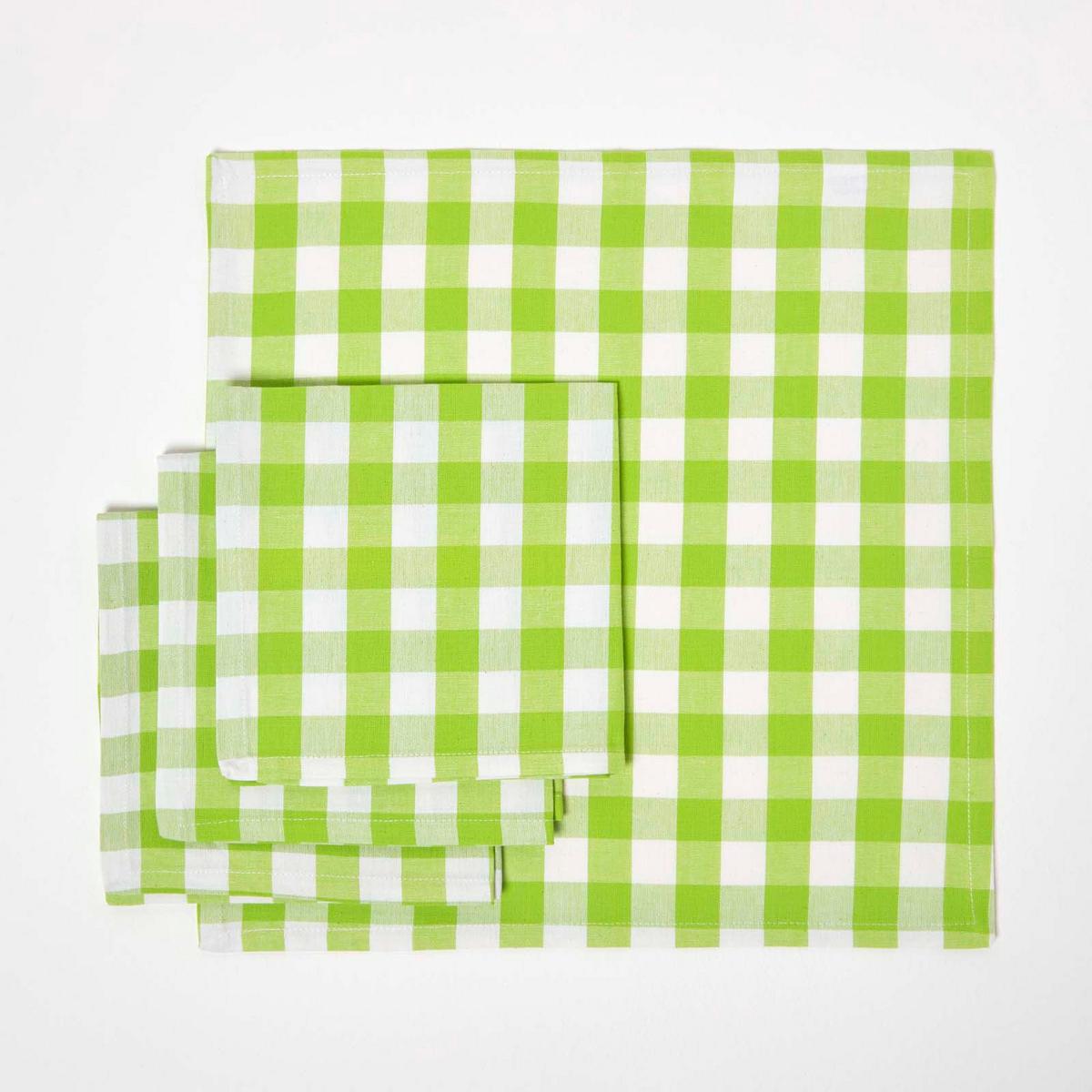STOFFSERVIETTEN Vichy-Karo grün, 4er-Set 45/45 cm - Grün, Textil (45/45cm) - Homescapes