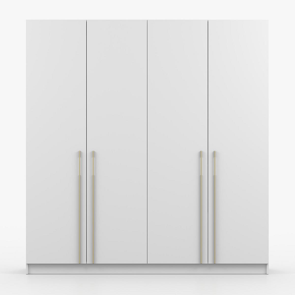 DREHTÜRENSCHRANK ROSA 4D 200/210/55 cm 4-türig Weiß - Goldfarben/Weiß, Holz/Holzwerkstoff (200/210/55cm) - imoebel24