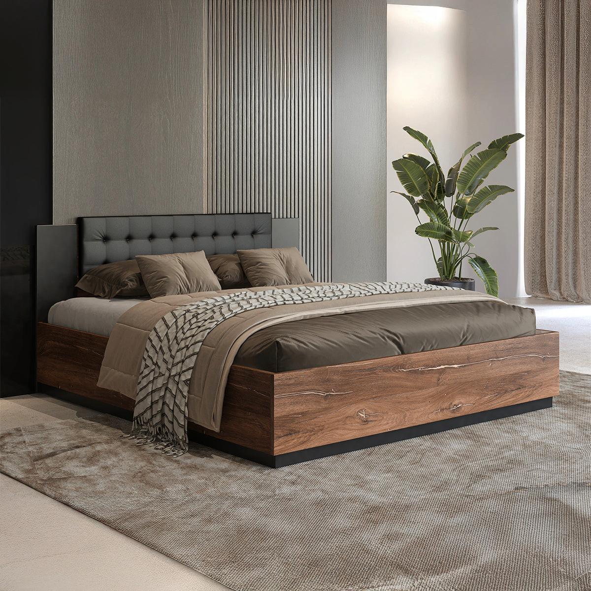 BOXBETT 140/200 Alec Holz und Schwarz - Schwarz, Holzwerkstoff (140/200cm) - Petits-meubles