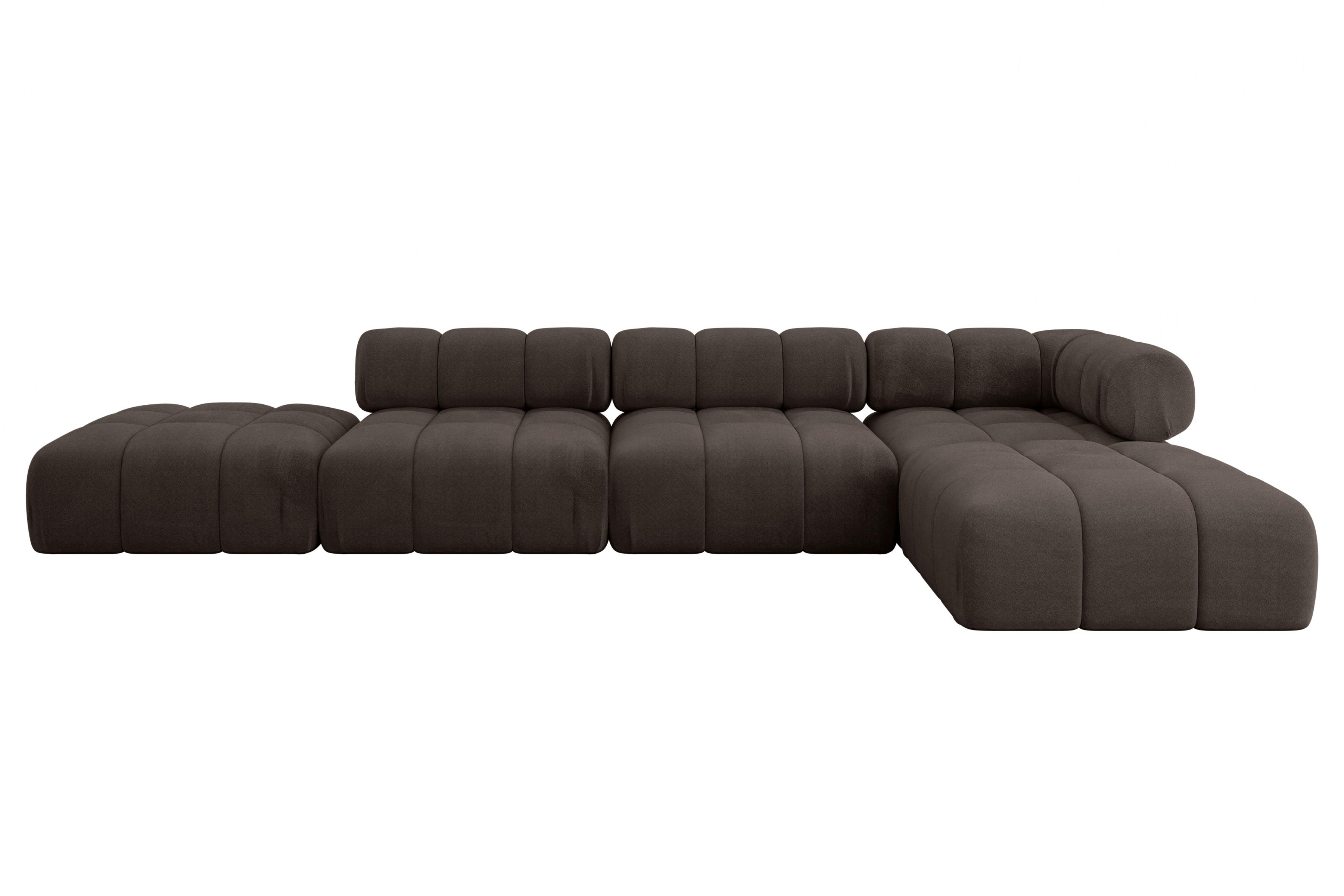 ECKSOFA modulares Sofa Kerru-L2 - 380x190x70 cm Braun Velours - Braun, Holzwerkstoff/Textil (380/190cm) - ALTDECOR