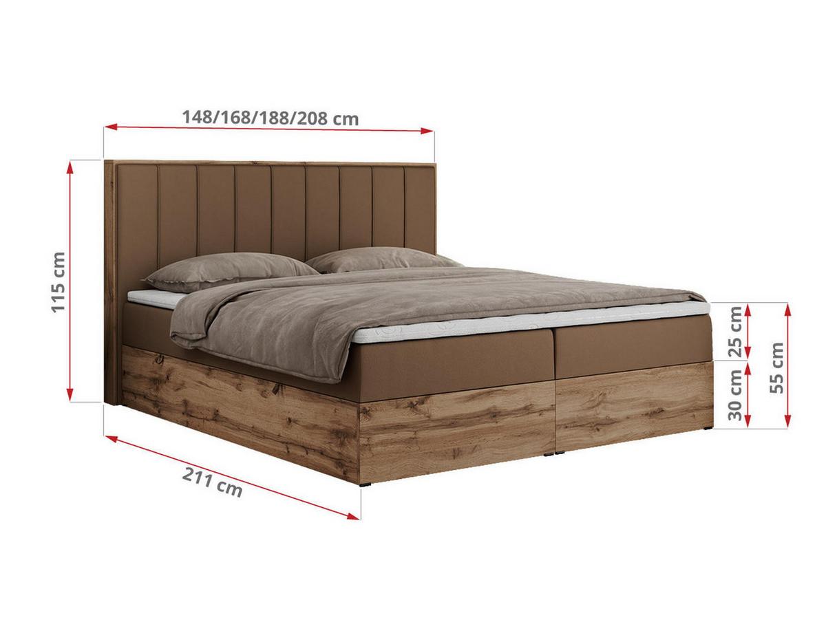 BOXBETT BELLISSIMO 180/200 Braun Kunstleder - H3 - Braun, Holz/Textil (180/200cm) - MKS