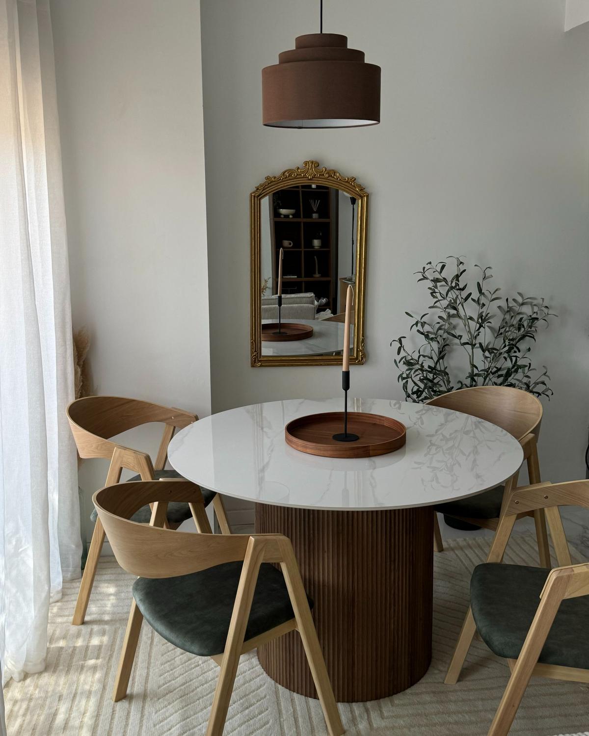 ESSTISCH Weiß Albina - Weiß/Braun, Stein (120/120/75cm) - Beliani