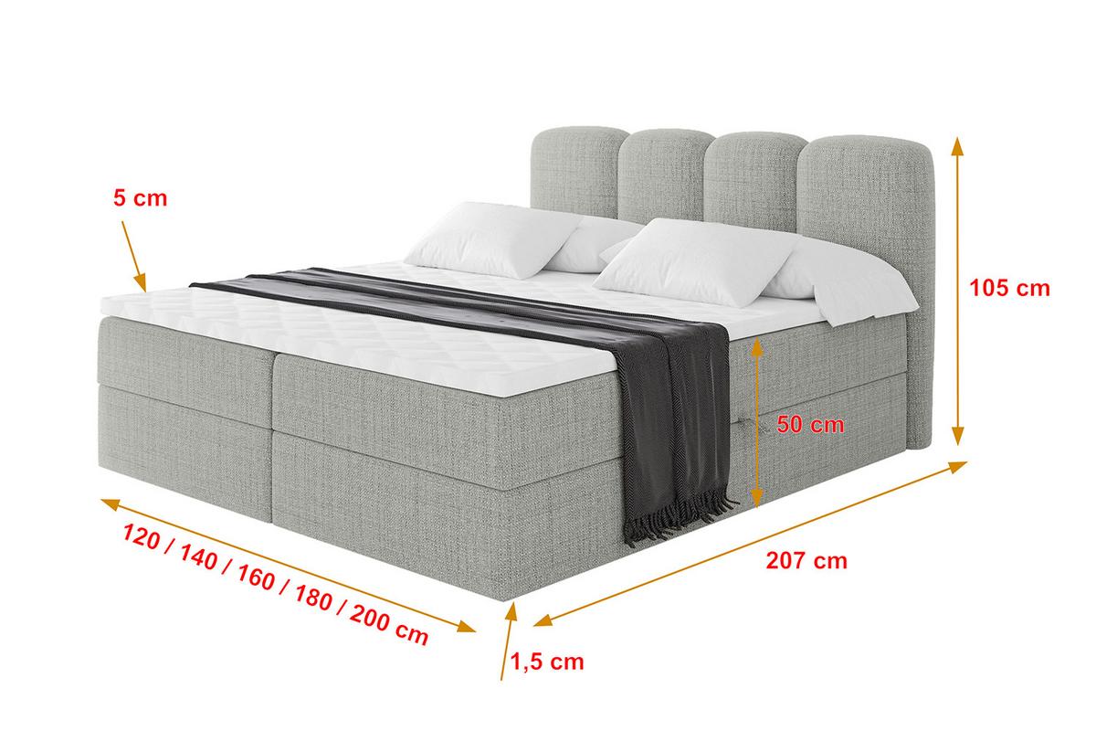 BOXBETT mit Matratze H3 - NINA - 120x200 cm - Hellgrau - Hellgrau, Holzwerkstoff (120/200cm) - ALTDECOR