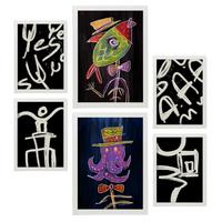 POSTER Set Mit 6 Aufsichtsfang 1 In Tiere Zusammenfassungen A3 & A4 Weißer Rahmen - Weiß, Papier (29/3cm) - Nacnic