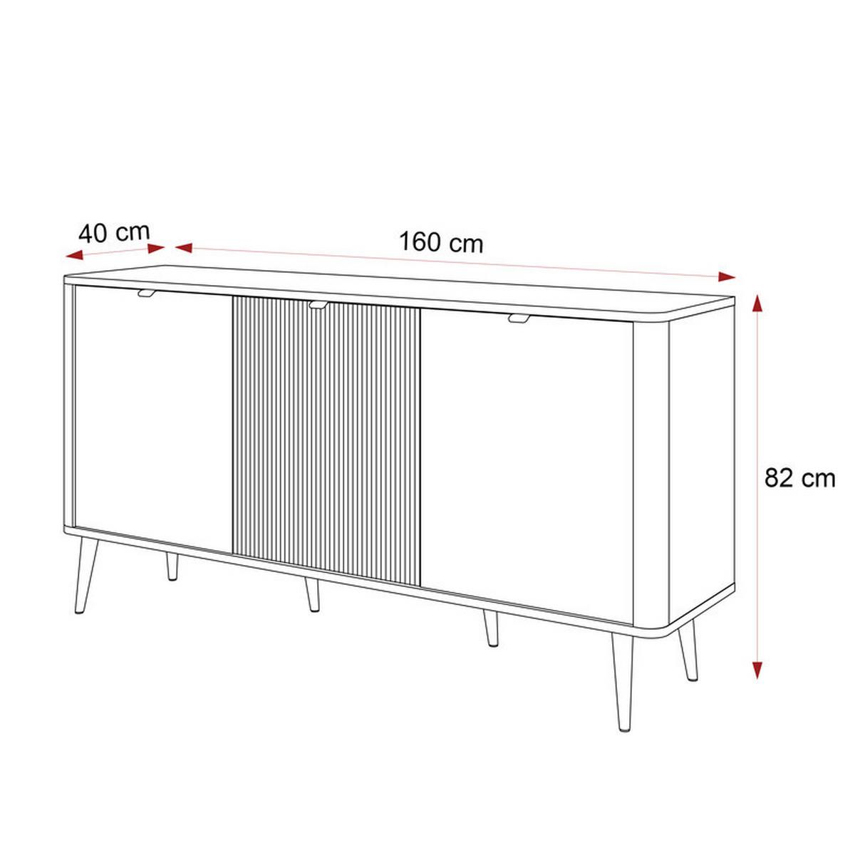 KOMMODE NAVANI 160 cm, Kaschmir / Nussbaum - Goldfarben/Nussbaumfarben, Holzwerkstoff/Metall (160/82/40cm) - Idohome