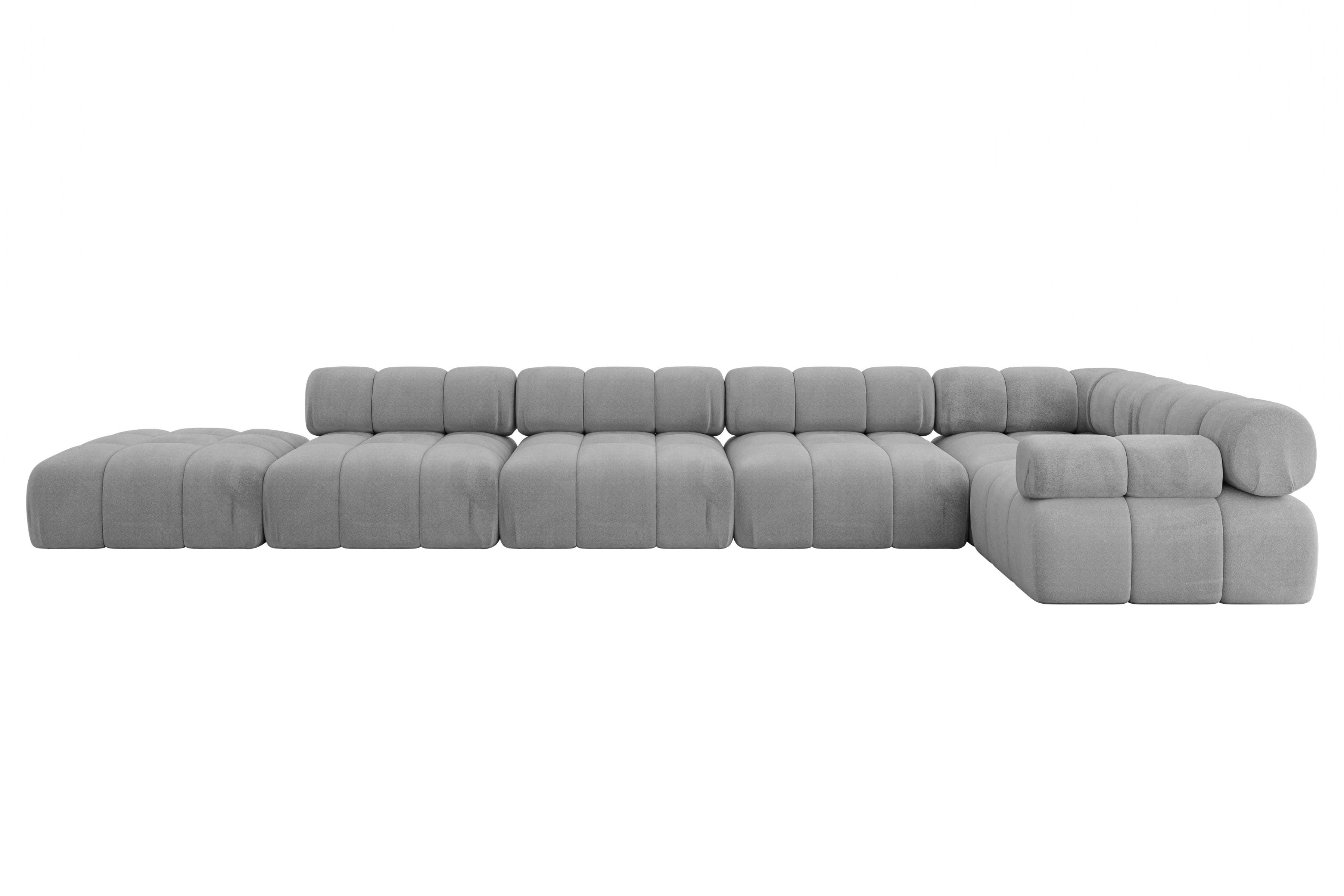 ECKSOFA modulares Sofa Felto-L3 - 475x190x70 cm Hellgrau Velours - Hellgrau, Holzwerkstoff/Textil (475/190cm) - ALTDECOR
