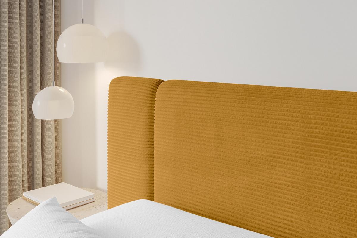 BOXBETT mit Matratze H3 - EVON - 180x200 cm Senfgelb - Dunkelgelb, Holzwerkstoff (180/200cm) - ALTDECOR