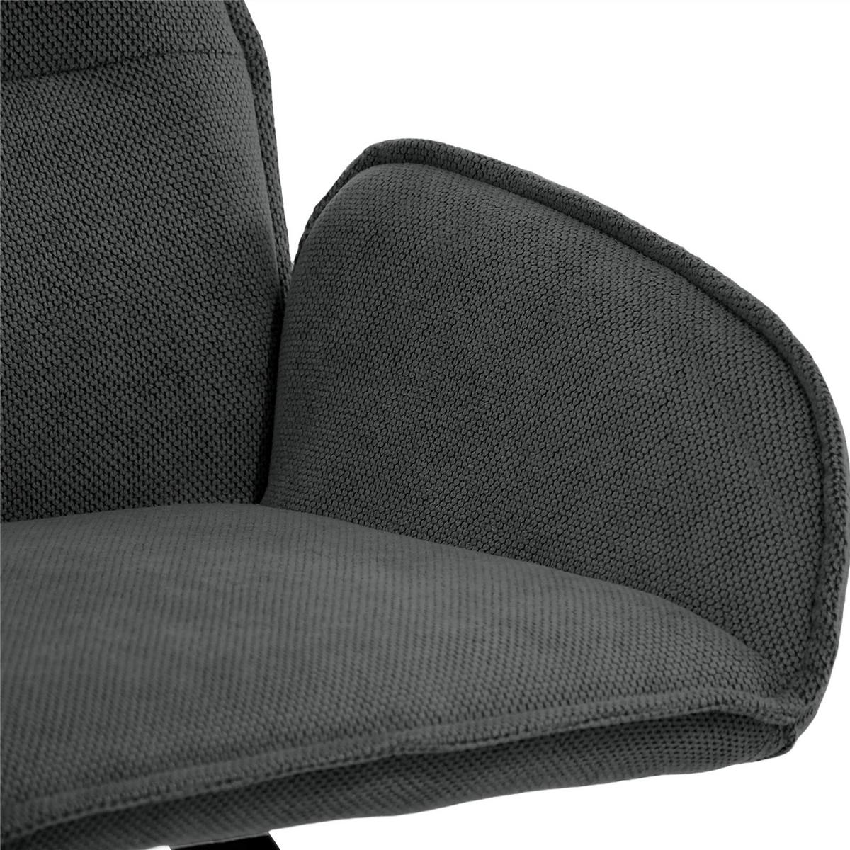 DREHSTUHL Zerra im Geflechtstoff mit Metallbeinen, Anthrazit - Anthrazit/Schwarz, Metall (55/87/46cm) - Beautysofa