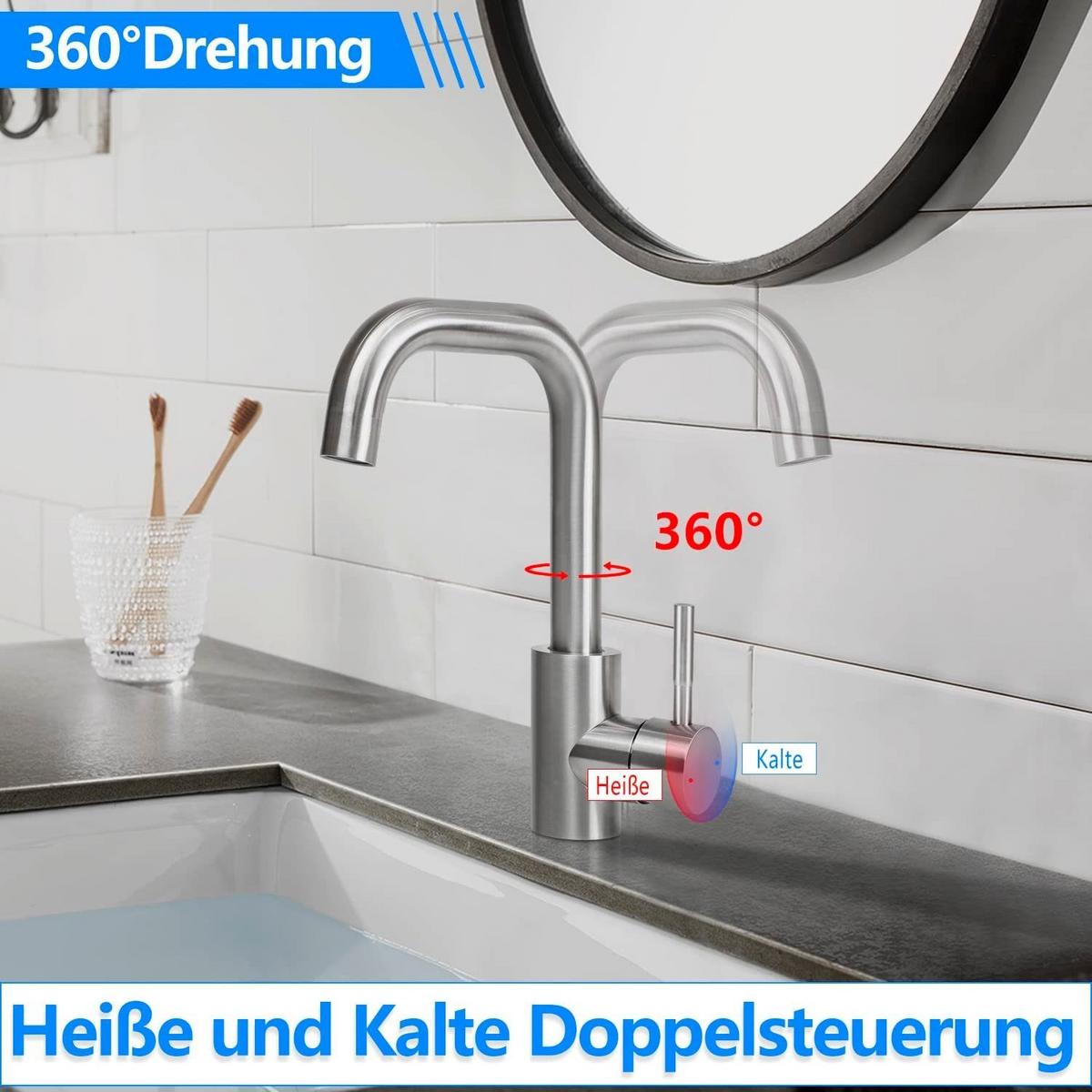 WASCHTISCHARMATUR NORA 24/6/24 cm - Silberfarben, Metall (6/24/24cm) - Nettlife
