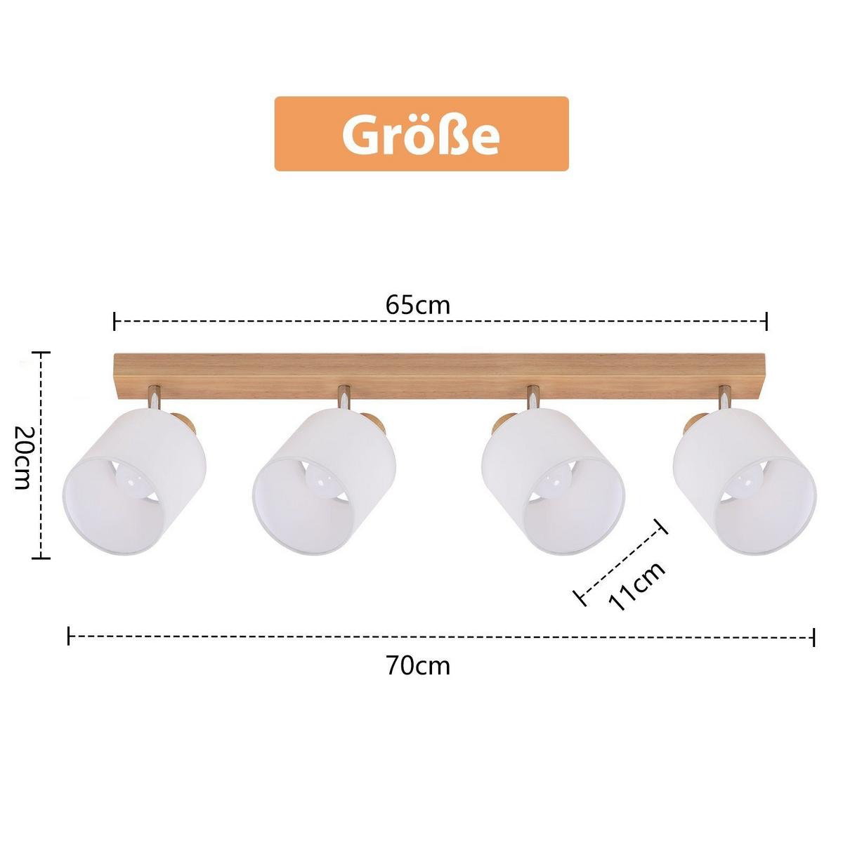 DECKENSTRAHLER Brand 4-flammig 70/11/21 cm - Braun, Textil (70/11/21cm) - Nettlife
