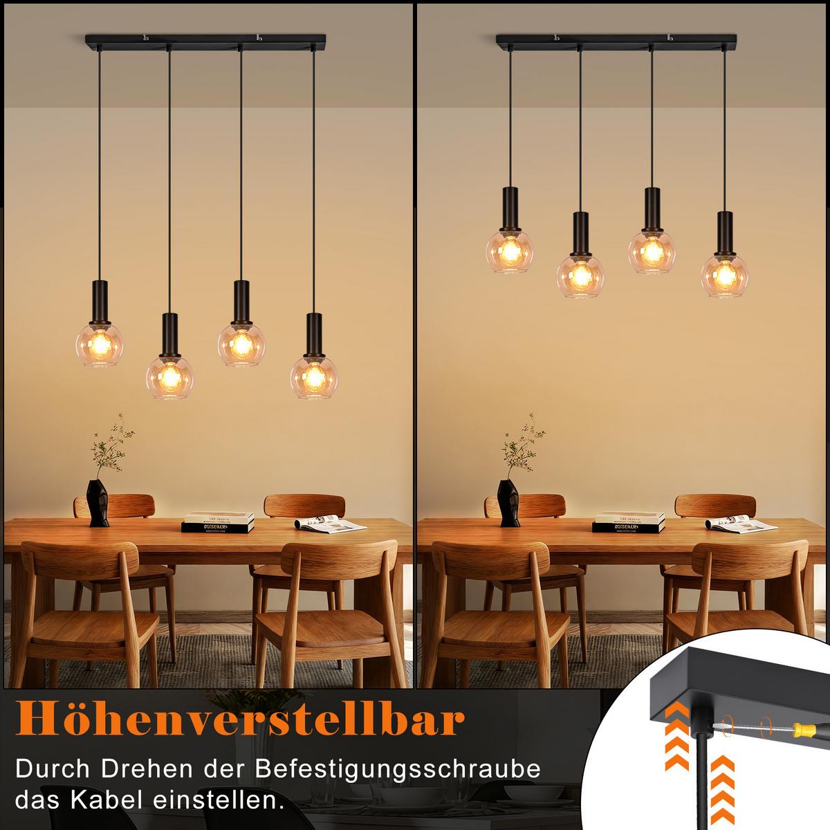 PENDELLEUCHTE Fenrik 55/13/145 cm - Schwarz, Glas/Metall (55/13/145cm) - ZMH