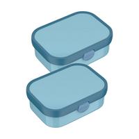 BROTDOSEN MIT EINSATZ & GABEL Campus Cool Blue 700 ml 2er Set - Blau, Kunststoff (13.2/6.1/17.8cm) - Mepal