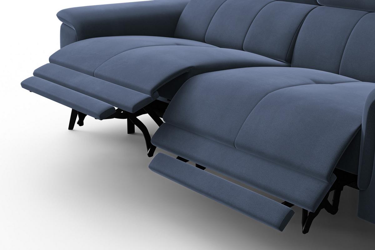 SOFA RELAX FIERO 3-Sitzer, Marineblauer Veloursstoff - Blau/Schwarz, Holz/Textil (212/82/103cm) - Courtois Laville