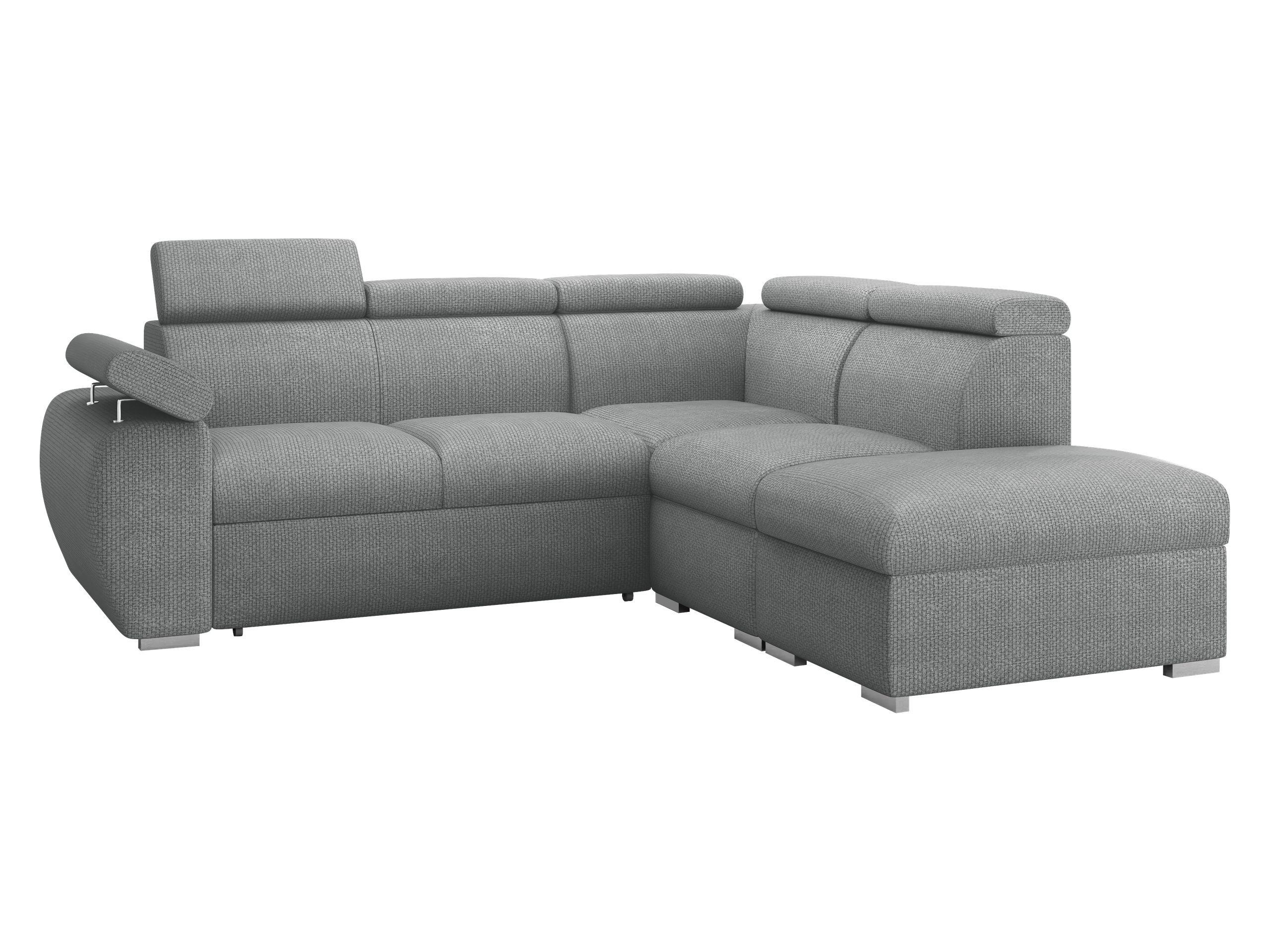ECKSOFA Boston 2RR1P, Seite: Rechts 2R+R+1P(65)+PUFAP - Dunkelgrau/Silberfarben, Holz/Textil (260/230cm) - MIRJAN24