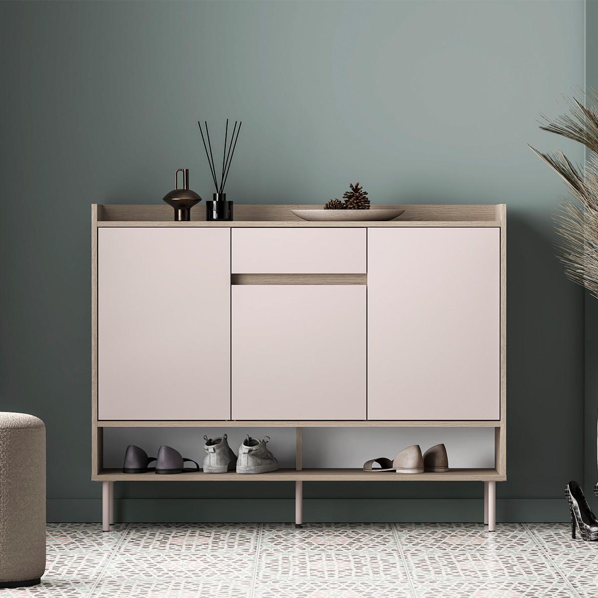 SCHUHMÖBEL Alos Kaschmir und Holz - Beige, Holzwerkstoff (120/95/34cm) - Petits-meubles