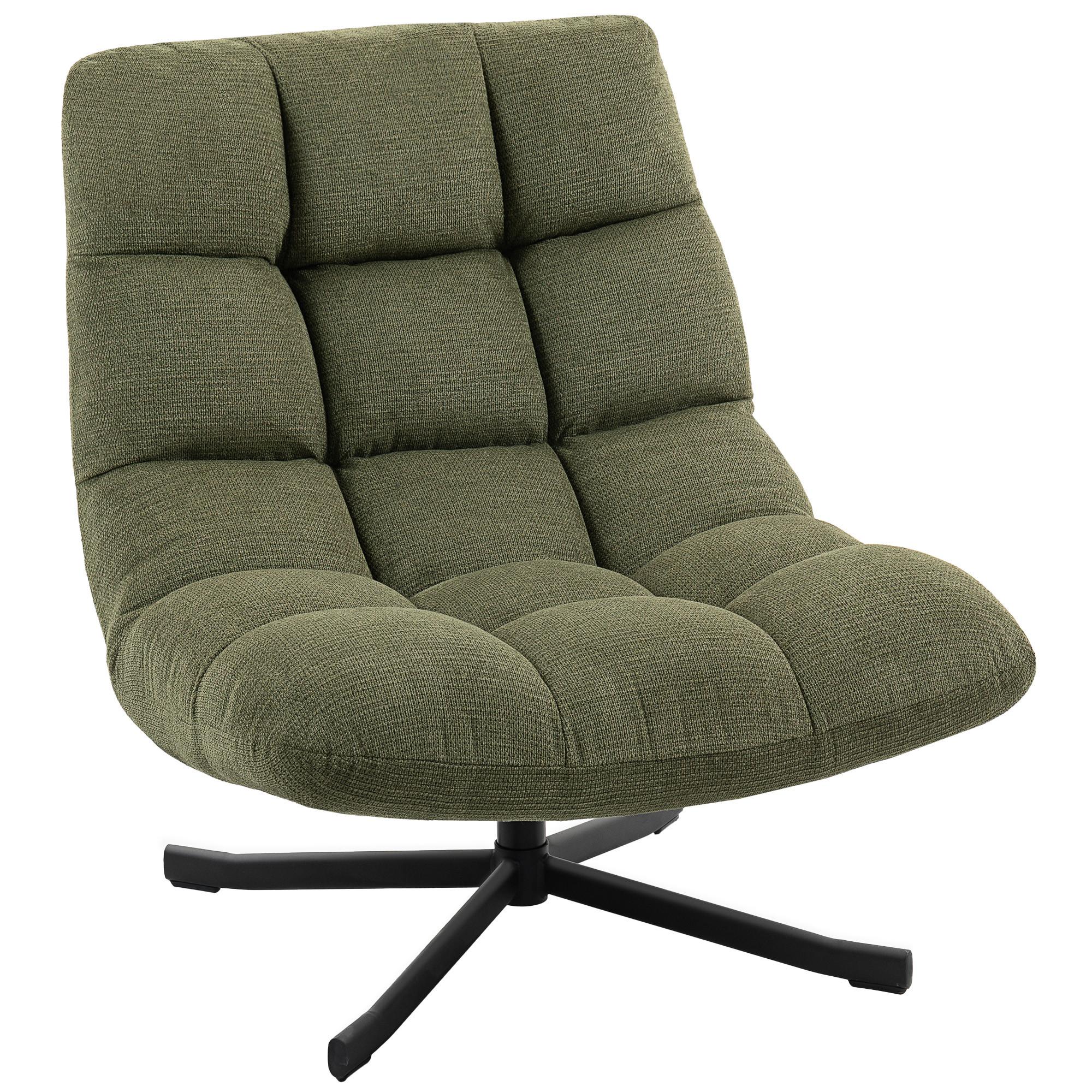 RELAXSESSEL Drehbar mit breiter Sitzfläche Chenille-Optik Grün - Schwarz/Grün, Textil/Metall (75/90/95cm) - HOMCOM