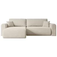 ECKSOFA mit Schlaffunktion und Bettkasten ORRO-L - 272x145x83 cm Beige Velours - Beige/Schwarz, Holzwerkstoff/Kunststoff (272/145cm) - ALTDECOR