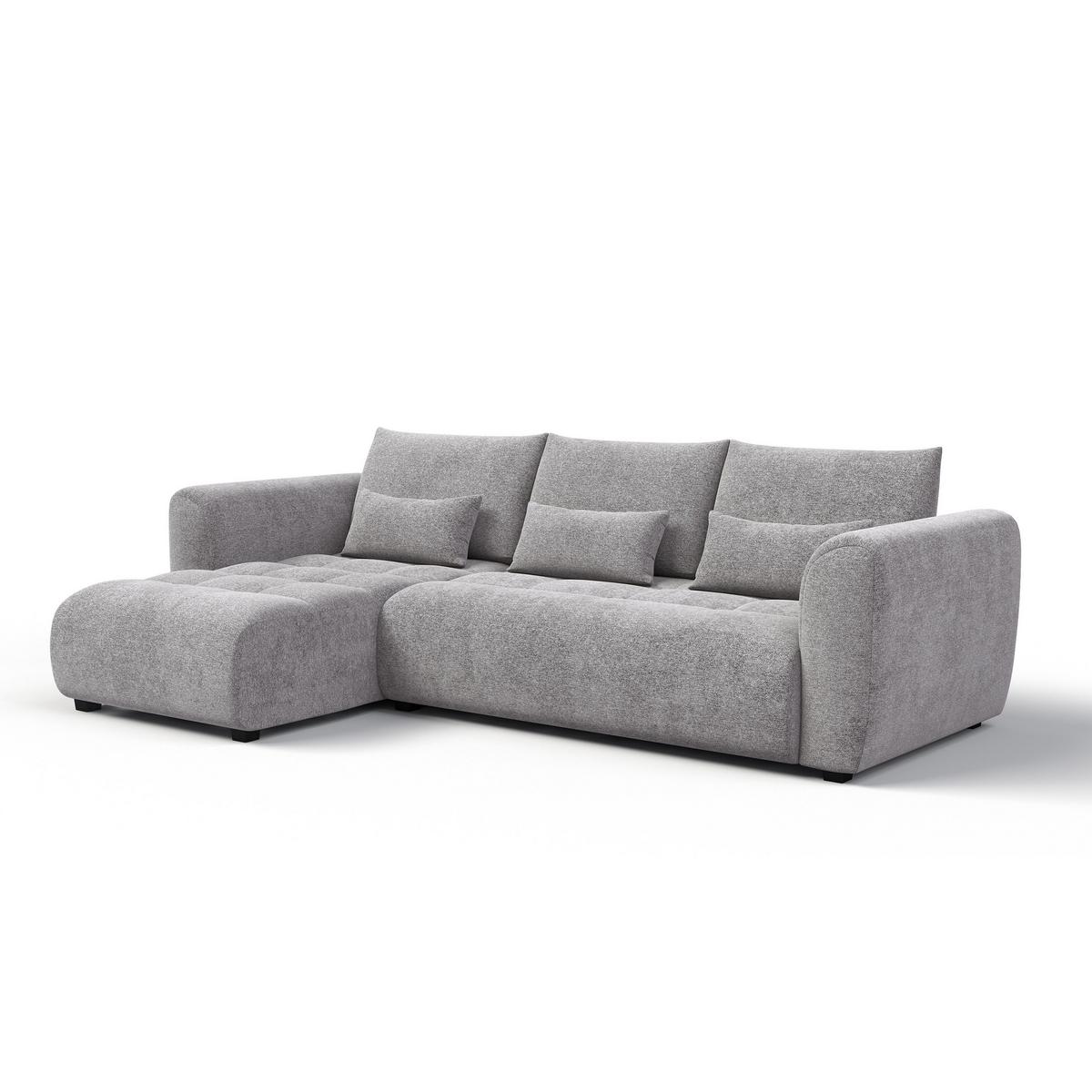 ECKSOFA SORENO 4-Sitzer, platingrau - Schwarz/Grau, Holz/Textil (293/171cm) - Wozimo
