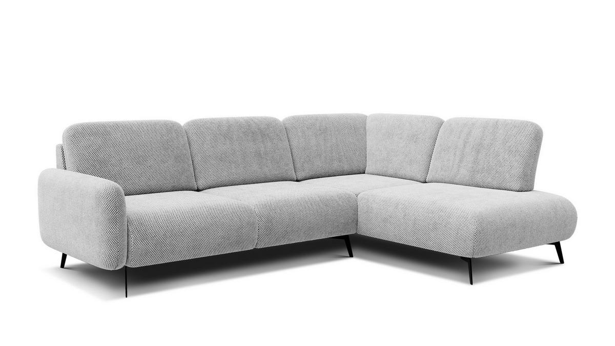 ECKSOFA FEBE 5-Sitzer rechts, hellgrau - Hellgrau/Schwarz, Holz/Textil (271/190cm) - Wozimo