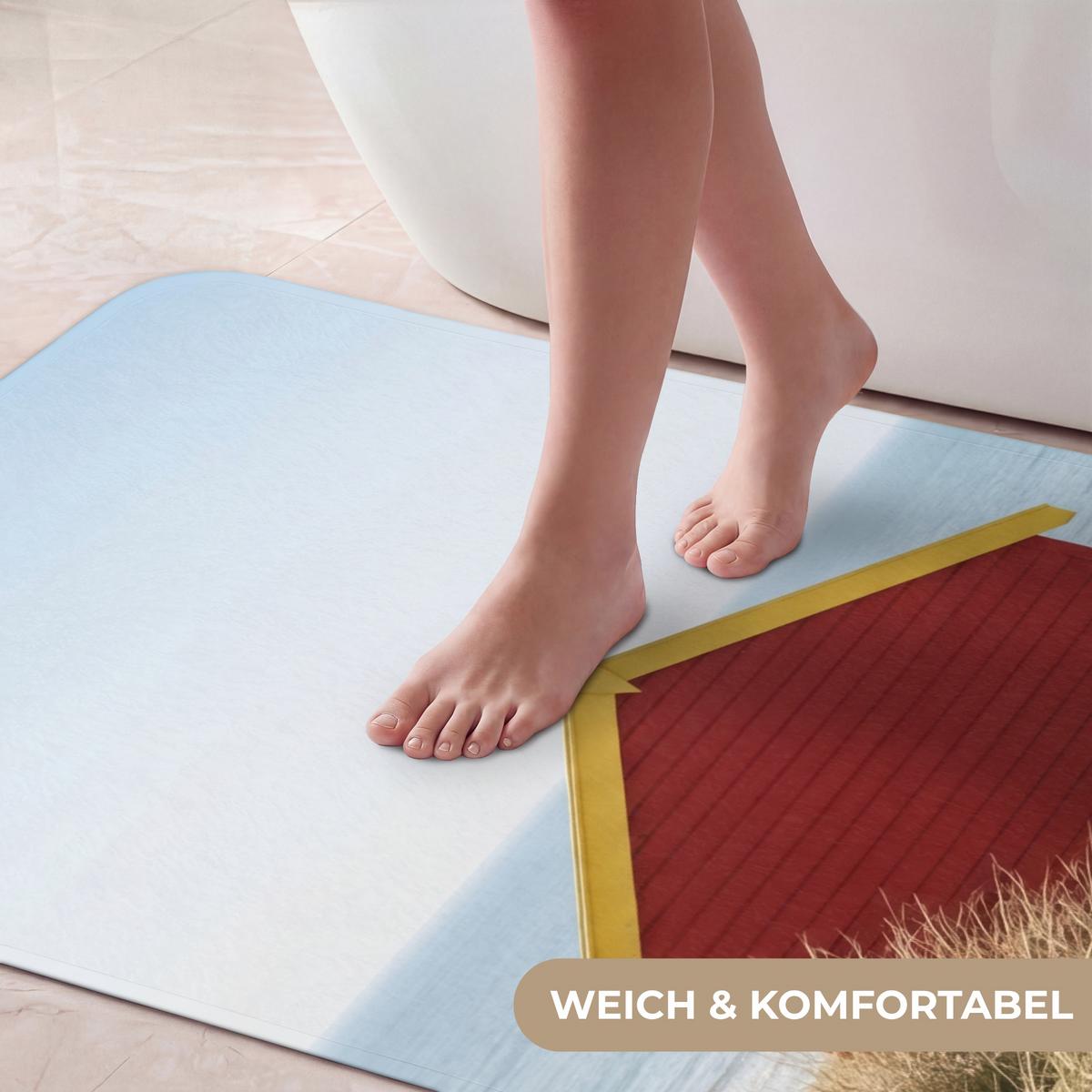 BADEMATTE Strand - Ferienhäuser - Farbenfroh - Dünen 60x120 cm - Multicolor, Textil (60/120cm) - OnlyWow