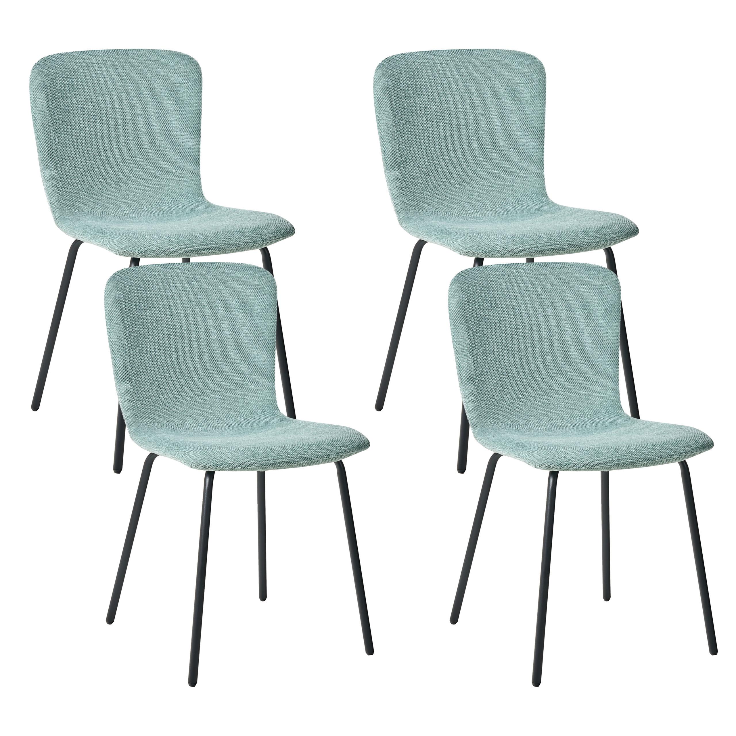 ESSZIMMERSTUHL 4er-Set Mintgrün Caldwell - Schwarz/Mintgrün, Textil (45/80/46cm) - Beliani