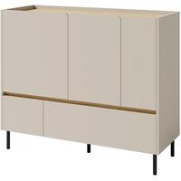 KOMMODE Lico mit 2 Schubalden und 3 Türen, Sandbeige - Beige/Schwarz, Holzwerkstoff (120/105/40cm) - Beautysofa