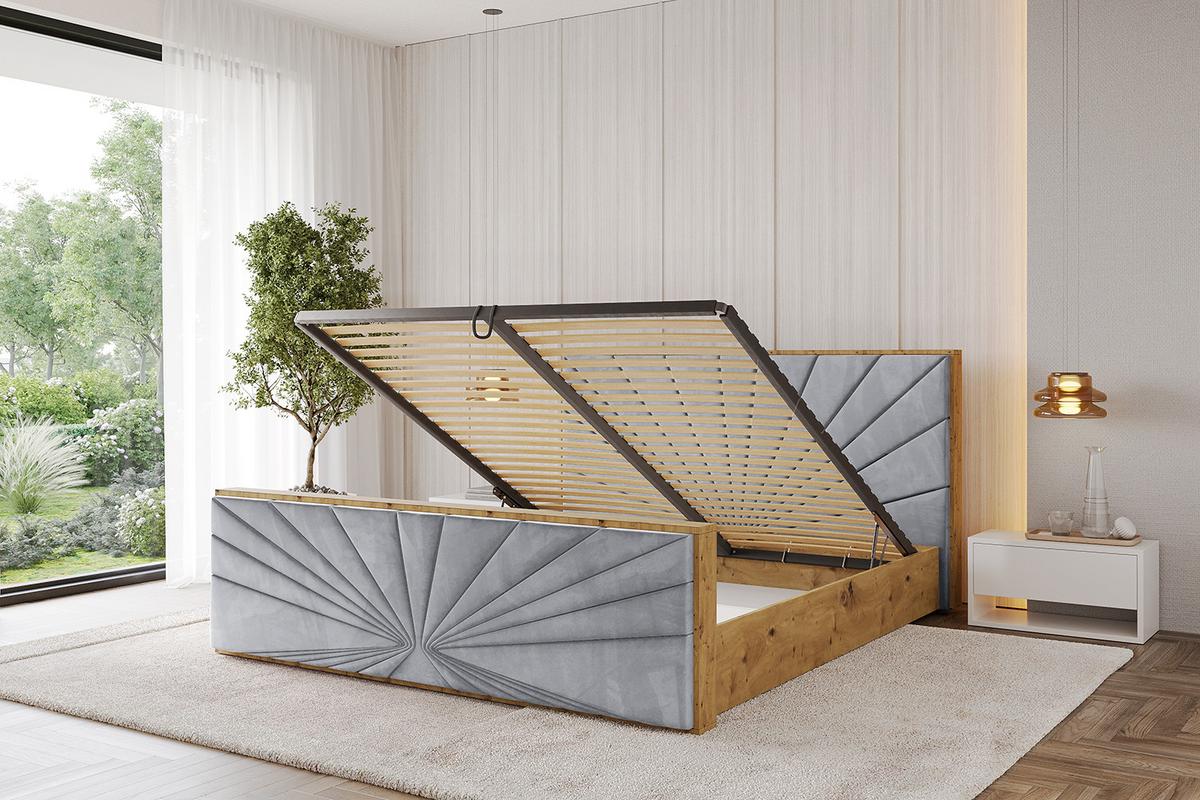 POLSTERBETT mit Bettkasten, Fußteil und Lattenrost, Boxbett mit Matratze H3/H4 - ENZO6-Z 160x200 Hellgrau - Hellgrau, Holzwerkstoff/Textil (160/200cm) - ALTDECOR