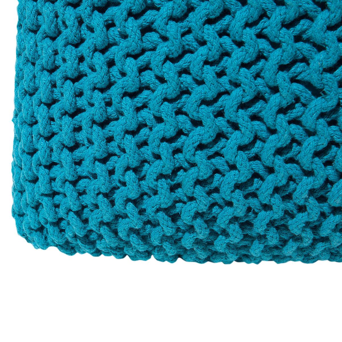 POUF Conrad 50/50/31 cm - Blau, Naturmaterialien/Textil (50/31/50cm) - Beliani