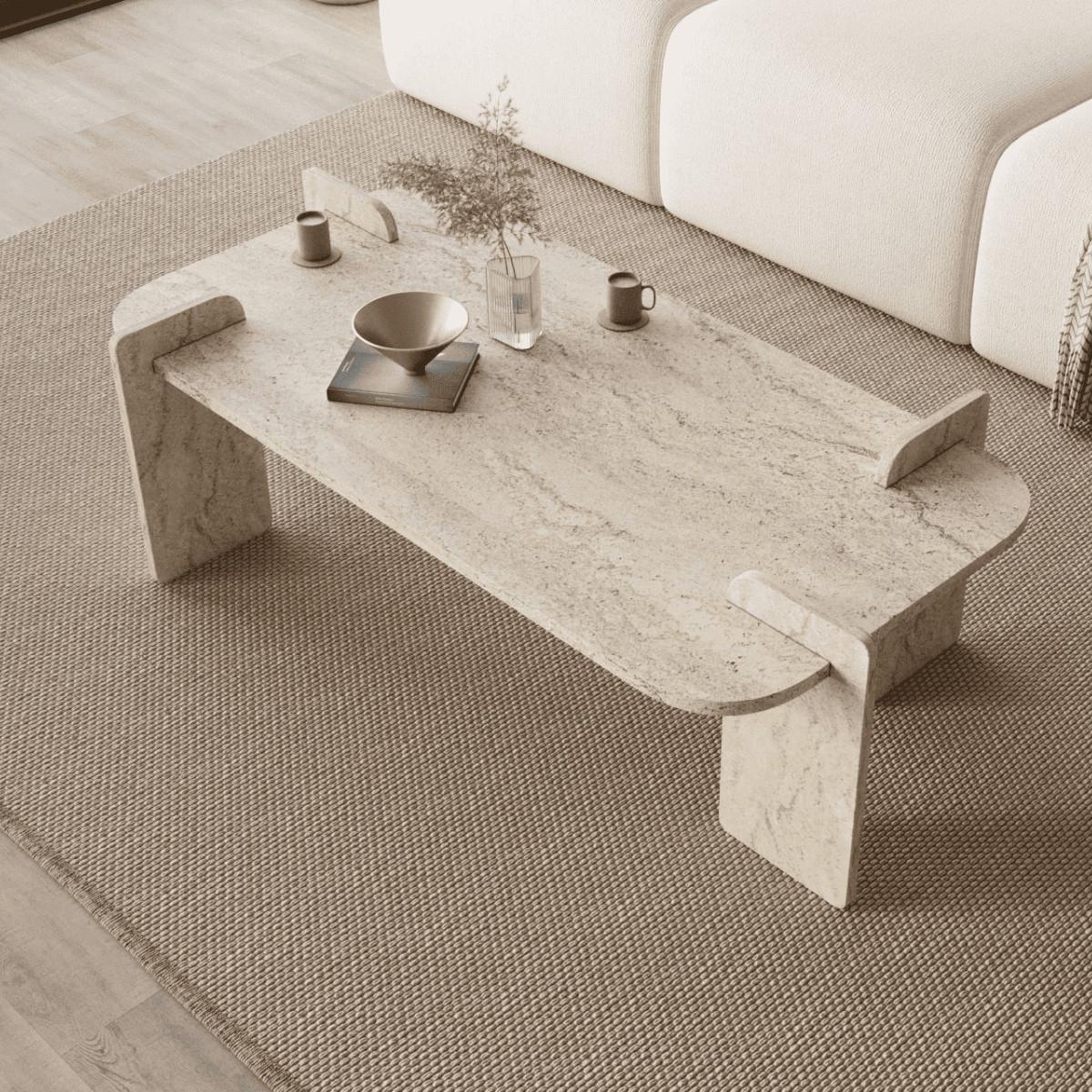COUCHTISCH mit rechteckiger Tischplatte und abgerundeten Kanten 120/60/35 cm - Beige, Holzwerkstoff (8/60/35cm) - Calicosy