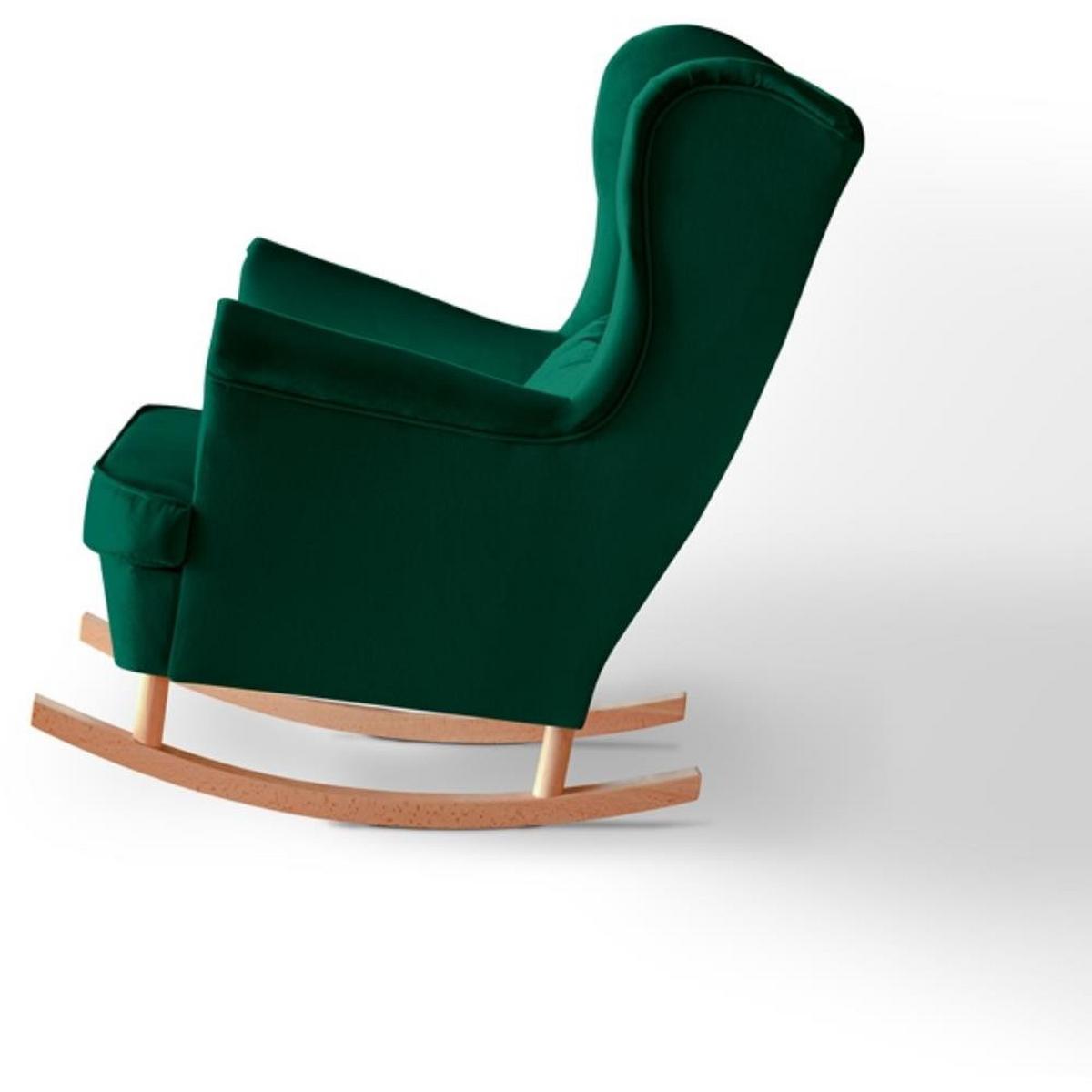 SCHAUKELSTUHL Fabio grün mit Buchenbeinen - Dunkelgrün/Buchefarben, Textil (82/103/108cm) - Beautysofa