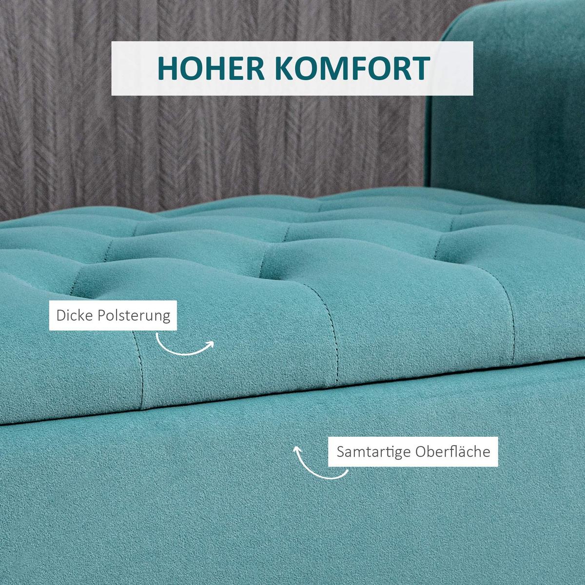 TRUHENBANK in Samtoptik Grün - Grün, Kunststoff (48.5/57/126cm) - HOMCOM