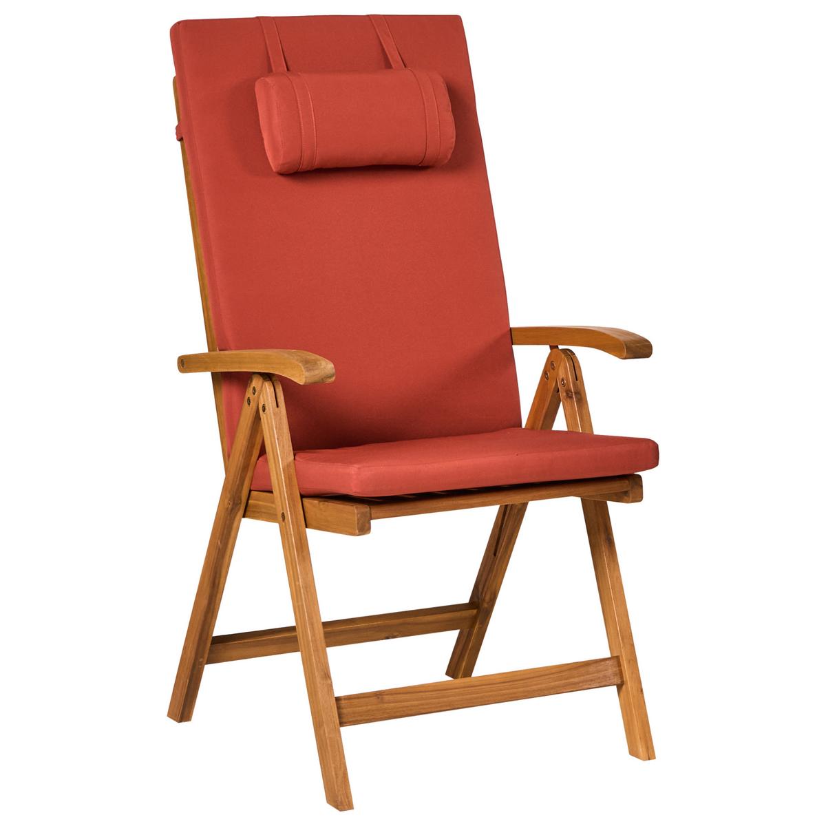 GARTENMÖBEL-SET 6-Sitzer Rot Akazienholz Java Premium - Hellbraun, Holz - Beliani