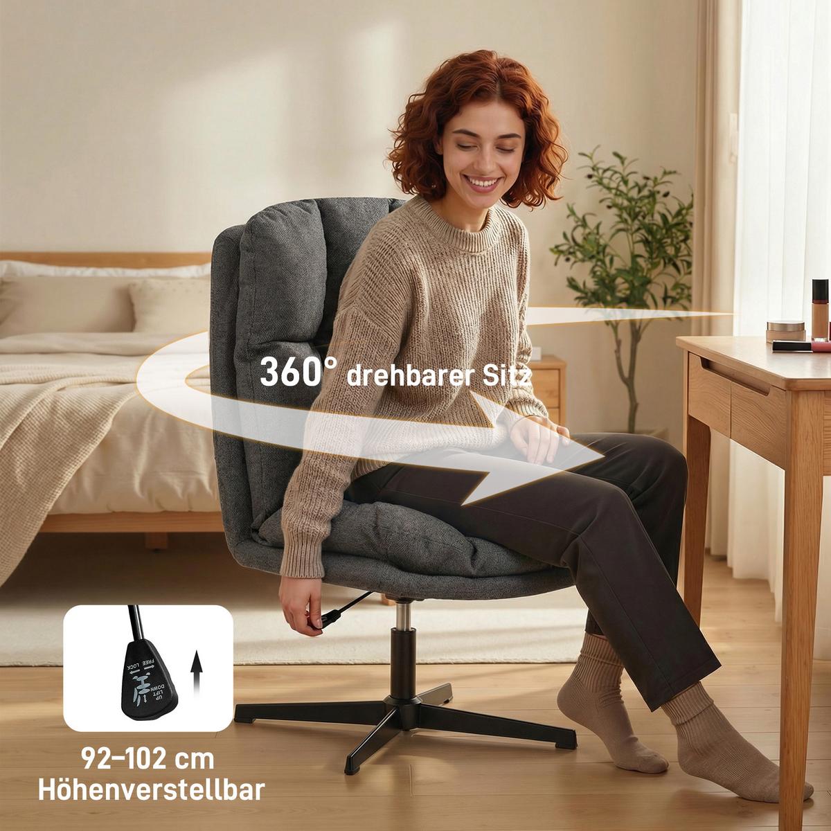 SESSEL höhenverstellbar aus Polyester Dunkelgrau - Dunkelgrau/Schwarz, Textil/Metall (63/102/75cm) - HOMCOM