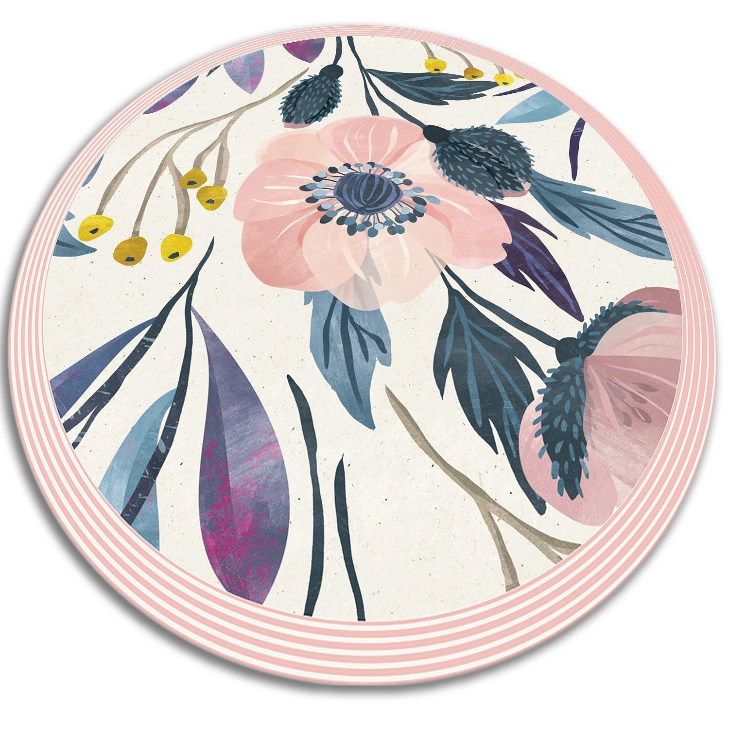 VINYL TEPPICH Ø90 cm Blumen - Multicolor/Weiß, Kunststoff (90/90cm) - TULUP
