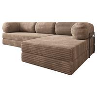 ECKSOFA ETERA modulares Boneless Sofa mit Schlaffunktion Beige Cordstoff - Beige, Textil (270/160cm) - MASSENO