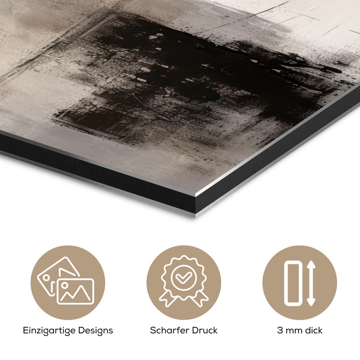 METALLBILD Abstrakt - Kunst - Grau 40x80 cm - Hellgrau, Metall (40/80cm) - MuchoWow