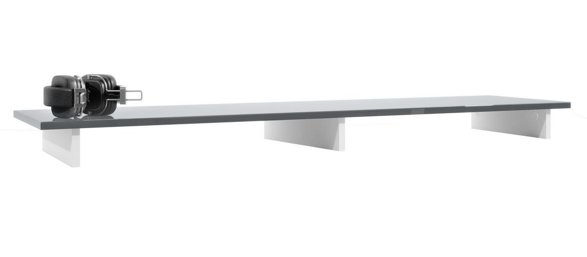 TVAUFSATZ Game Weiß matt / Grau Hochglanz - Grau, Holzwerkstoff (138.5/9.5/34.5cm) - Vladon