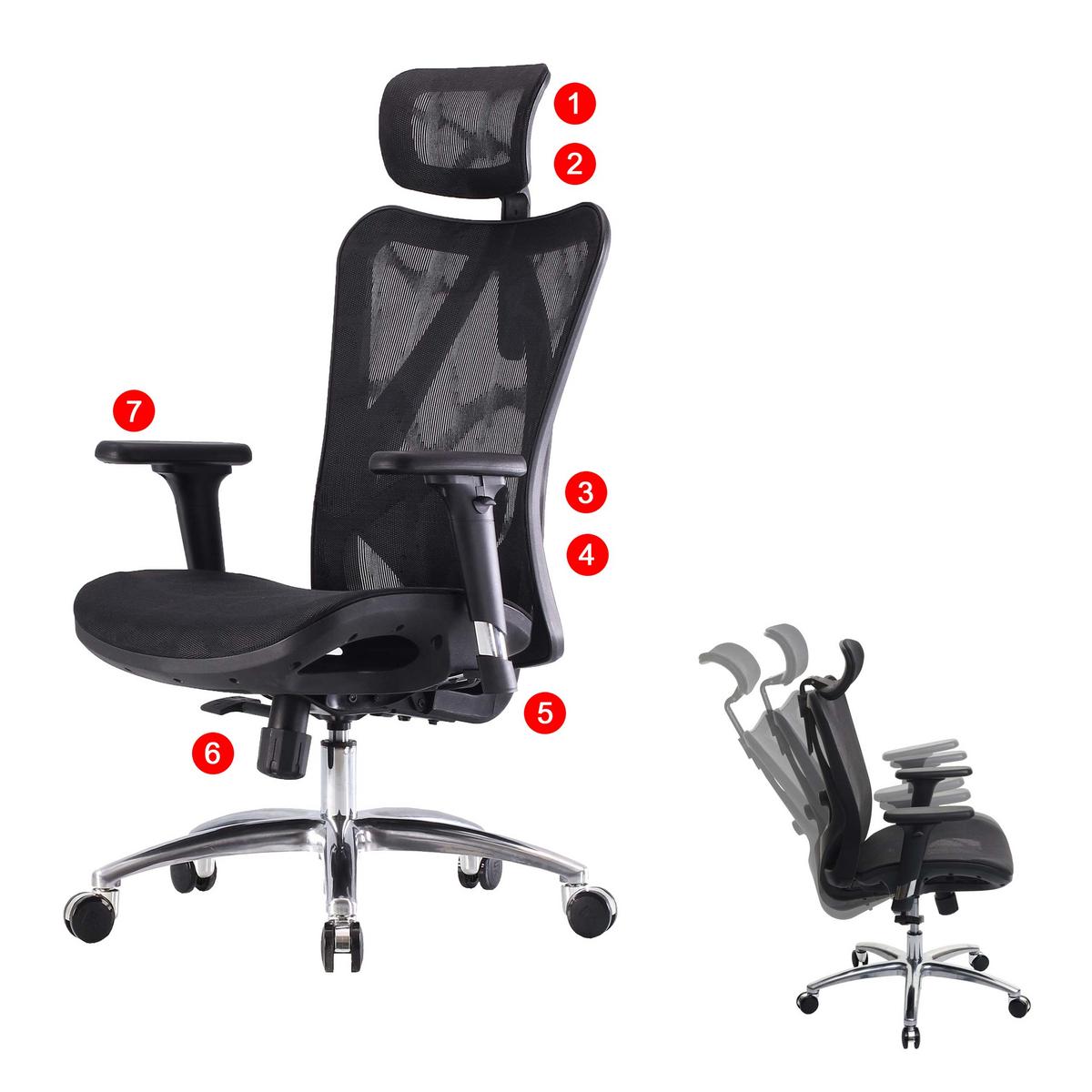 BÜROSTUHL Schwarz, Schwarz - Schwarz, Textil (66/128/93cm) - SIHOO