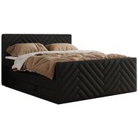 BOXSPRINGBETT PARIS KING DUO - 120/200 - Schwarz Kunstleder - H3 - Schwarz, Holz/Textil (120/200cm) - MKS