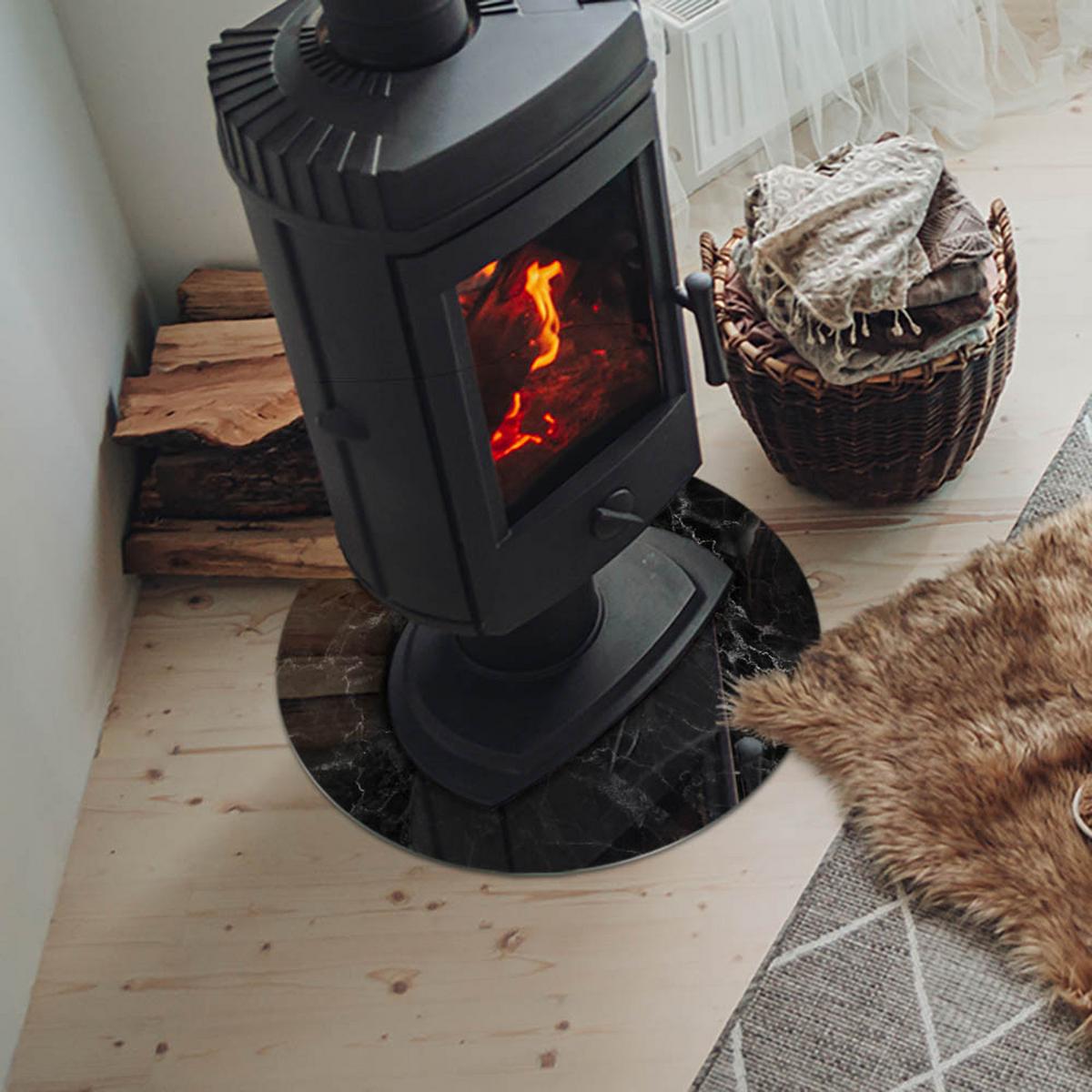 GLASPLATTE für Kamin Ø 50 cm - Schwarz, Glas (50/50/0.4cm) - TULUP
