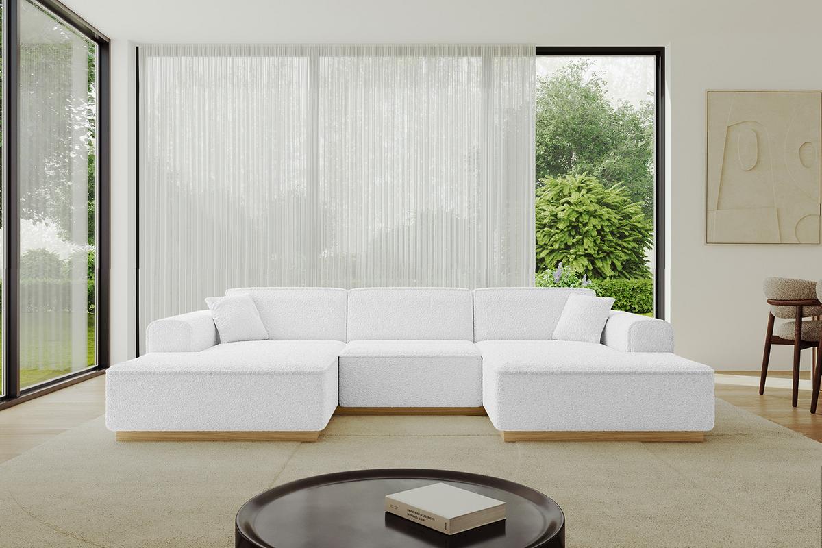 WOHNLANDSCHAFT IREA-U1-v2 - 301x165x80 cm Weiß - Weiß, Holzwerkstoff/Textil (301/80/165cm) - ALTDECOR