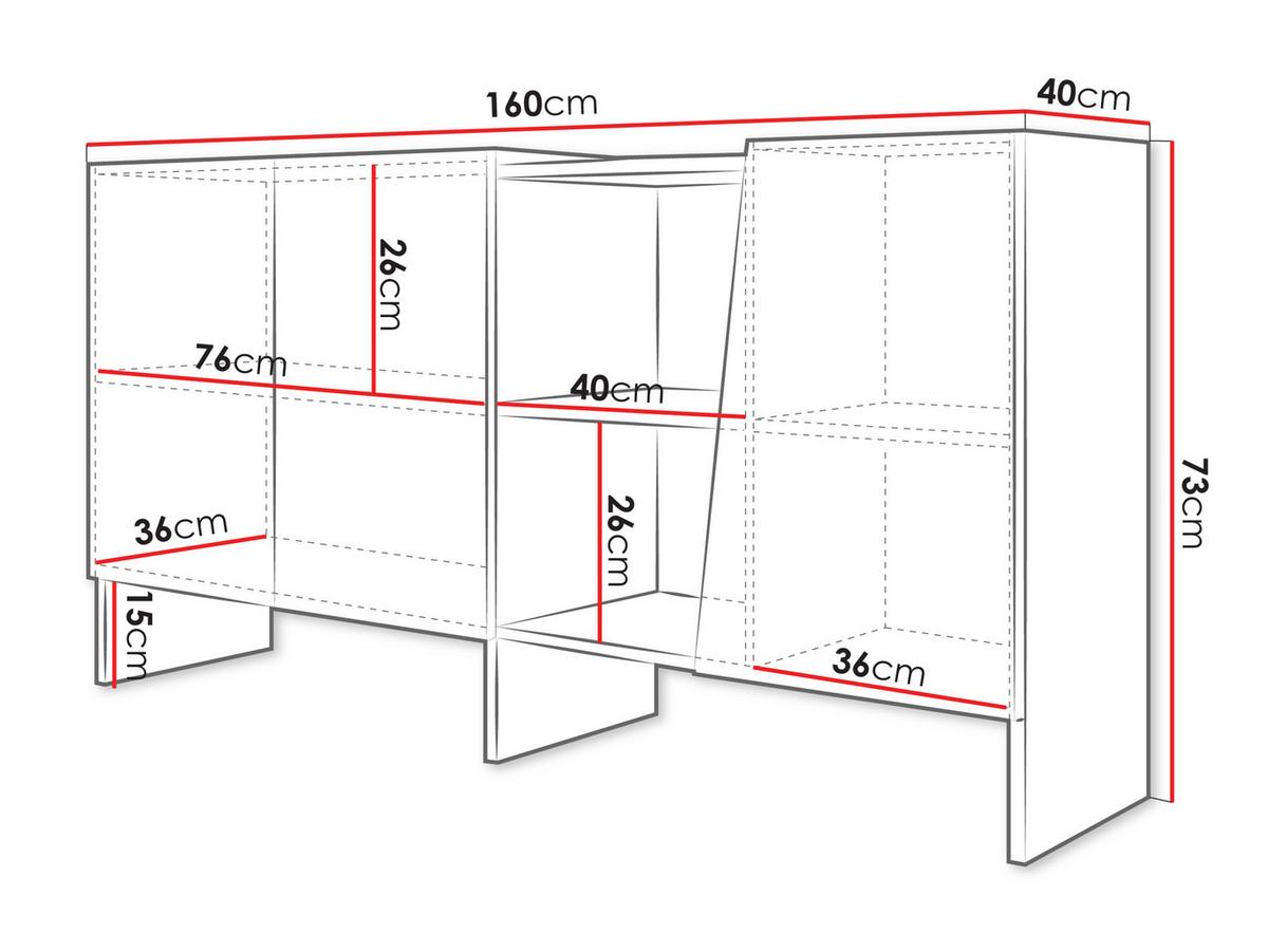 TÜRKOMMODE Edego 160 3D - Kaschmir, Holzwerkstoff (160/73/40cm) - MIRJAN24