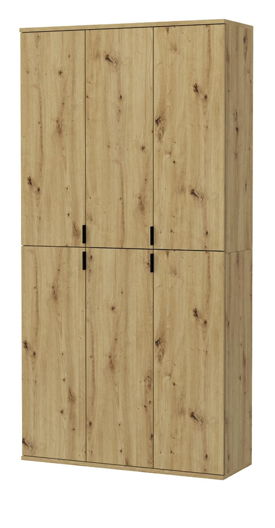 GARDEROBENSCHRANK Eiche Artisan 91 cm, Flurschrank mit flexibler Inneneinteilung - Schwarz/Eiche Artisan, Holzwerkstoff/Metall (91/193/34cm) - Inn.Furn