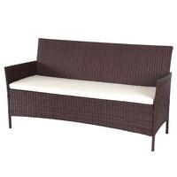 3-SITZER POLY-RATTAN GARTENBANK Braun, Cremeweiß - Braun/Weiß, Kunststoff (154/82/60cm) - MCW