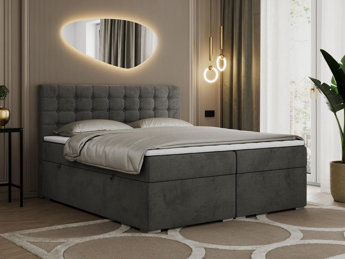 BOXBETT SUSAN 120/200 Dunkelgrau Velvet - H3 - Dunkelgrau, Holz/Textil (120/200cm) - MKS