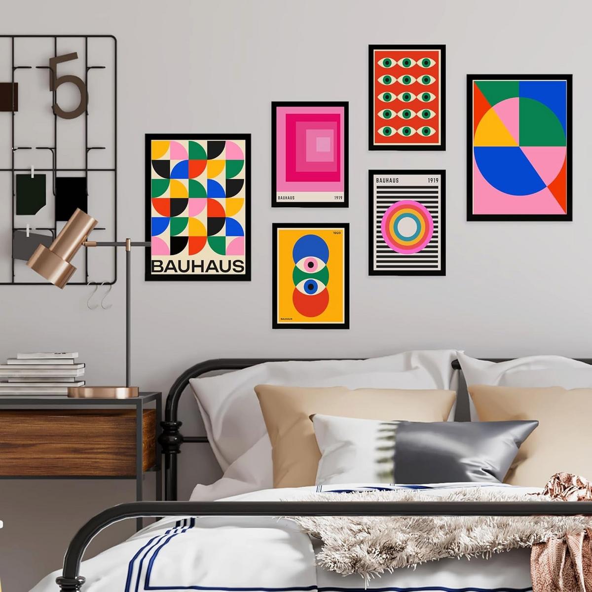 POSTER Set Mit 6 Bauhaus – Geometrische Formen In Leuchtenden Farben Designillustrationen Zur Der Wände Ihres Zuhauses Räume A3 & A4 Rahmenlos - Klar, Papier (29/3cm) - Nacnic