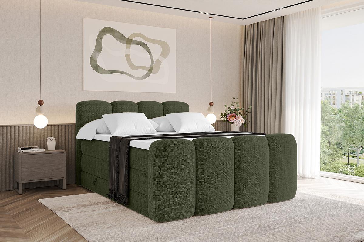 BOXBETT mit Matratze H3|H4 und Lattenrost - NINA-Z KING - 180x200 cm Aragon - Grün - Grün, Holzwerkstoff (180/200cm)