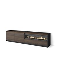LOWBOARD, Dunkler Eiche und Schwarz, Elektrokamin, 207/37/50cm - Hellbraun, Holzwerkstoff (207/50/37cm) - Skraut Home