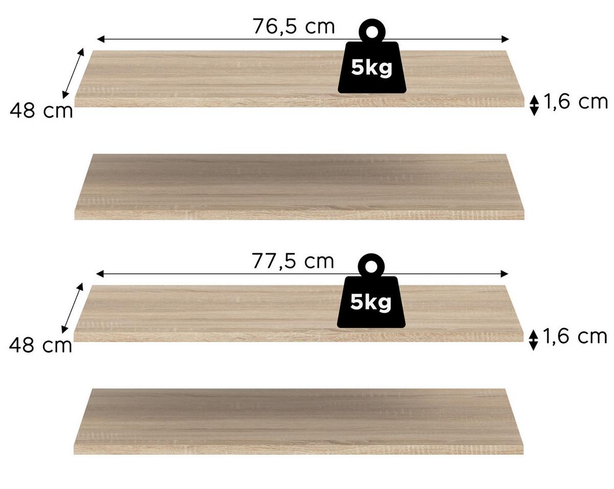KLEIDERSCHRANK Eiche Sonoma 5-türig 2000 x 181 cm, Drehtürenschrank mit Kleiderstange - Eichefarben/Schwarz, Holzwerkstoff/Kunststoff (200/181/52cm) - Inn.Furn