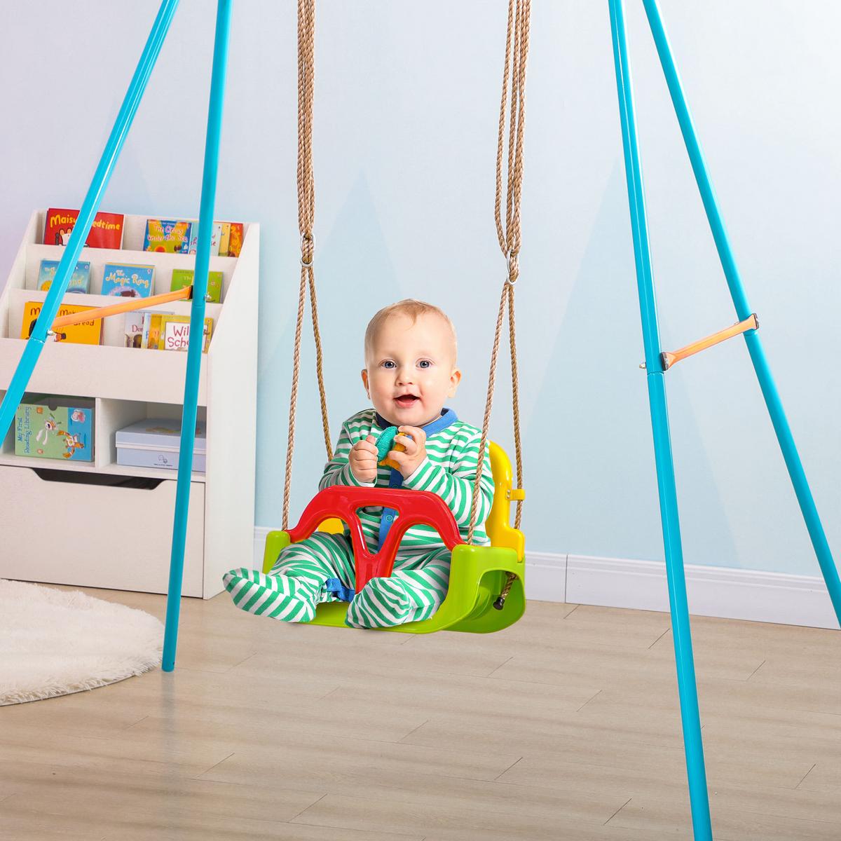 BABYSCHAUKEL mit Anschnallgurt Grün, Rot, Gelb - Grün, Kunststoff (33/42cm) - Outsunny